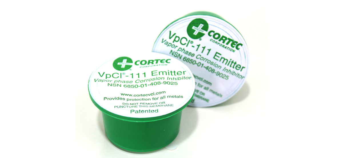 Cortec VpCI-111 emitters filled with VpCI powder can easily be stuck inside an electrical cabinet or control box for corrosion protection.