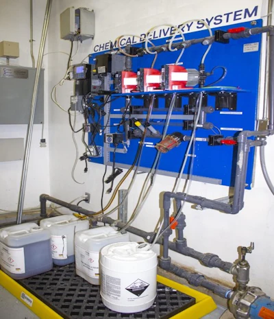 A qualified water treatment provider may recommend an automated chemical delivery system to maintain cooling tower hygiene, important for addressing ASHRAE Standard 188 and preventive maintenance.