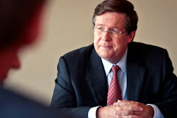 In this Sept. 26, 2013, file photo Jim Lentz, president and chief operating officer of Toyota in North America, listens during an interview in New York. After 38 years in number of leadership roles with the company, Lentz is retiring, effective April 1, 2020. Lentz, 64, will step down in April as CEO of Toyota Motor North America, and will be replaced by Tetsuo “Ted” Ogawa, who currently chief operating officer, the company said Wednesday, Dec. 11, 2019.