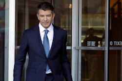 In this Feb. 7, 2018, file photo, former Uber CEO Travis Kalanick leaves federal court in San Francisco. Former Uber CEO Kalanick will resign from the company's board next week, effectively severing ties with the company he co-founded a decade ago.