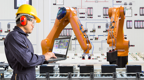 Engineer Programing Development Automation Industry Robotic In Laboratory Of Smart Factory, Industry 4 0 Concept 822210960 3869x2580