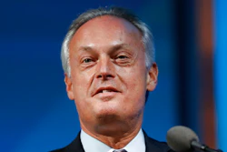 In this Jan. 17, 2019 file photo, Frederic Lissalde, President and CEO, of BorgWarner speaks at the Automotive News World Congress in Detroit. The auto parts supplier BorgWarner is acquiring Delphi Technologies in an all-stock deal, Tuesday, Jan. 28, 2020. Lissalde will lead the combined company, which will be based at BorgWarner's headquarters in Auburn Hills, Mich.