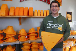 This Jan. 16, 2020 photo taken in Milwaukee shows Ralph Bruno, who invented the yellow wedge cheesehead in 1987 from his mother's couch stuffing. It has since become a symbol of pride, particularly for Wisconsin sports fans and residents. Foamation, Inc. moved into a new location in 2016 and soon started tours where people can make their own cheeseheads or other foam products.