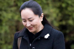 Meng Wanzhou, chief financial officer of Huawei, leaves her home in Vancouver, Monday, January, 20, 2020. A court hearing begins today in Vancouver over the American request to extradite an executive of the Chinese telecom giant Huawei on fraud charges.