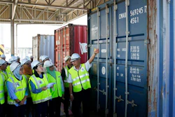 Malaysia's Environment Minister Yeo Bee Yin, third from left, inspects a container with plastic waste at a port in Butterworth, Malaysia, Monday, Jan. 20, 2020. Malaysia has sent back 150 containers of plastic waste to 13 mainly rich countries since the third quarter last year, with the environment minster warning on Monday that those who want to make the country a rubbish bin of the world can “dream on.”
