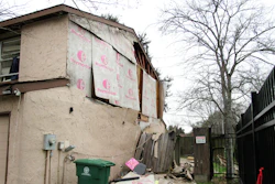 In this Thursday, Jan. 30, 2020, photo, a Houston home remains in disrepair after being damaged by the Jan. 24, 2020, explosion at a nearby industrial business.