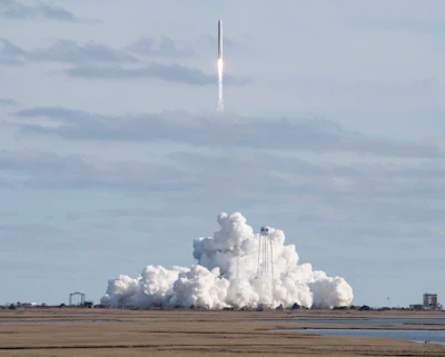 The Northrop Grumman Antares rocket with Cygnus resupply spacecraft onboard, launches at NASA's Wallops Flight Facility on Saturday, Feb. 15 in Wallops Island, VA. The cargo ship is rocketing toward the International Space Station, carrying the usual experiments and gear but also candy and cheese to satisfy the crew's cravings. The nearly 4-ton shipment should arrive at the orbiting lab Tuesday.