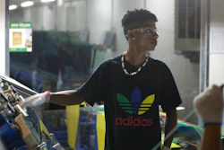 This image released by Netflix shows Zach Ray at work at the Fuyao Glass America factory in Dayton, Ohio, in a scene from the Oscar-nominated documentary 'American Factory.'