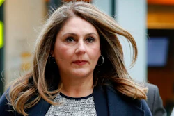 Michelle Janavs arrives at federal court, Tuesday, Feb. 25, 2020, in Boston, for sentencing in a nationwide college admissions bribery scandal.