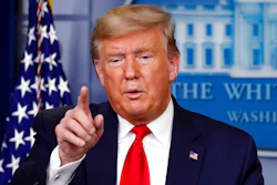 In this March 26, 2020 file photo, President Donald Trump speaks about the coronavirus in the James Brady Briefing Room, in Washington. Trump on Friday, March 27, invoked the Defense Production Act after claiming that General Motors wasn't moving fast enough to make much-needed ventilators in response to the coronavirus pandemic. Yet experts on managing factory production say GM is already making an extraordinary effort for a company that normally isn't in the business of building ventilators.