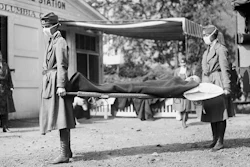 Red Cross Emergency Ambulance Station in Washington, D.C., during the influenza pandemic of 1918.