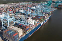 Container ship is unloaded at the Virginia International Gateway terminal in Norfolk, Va.