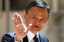 Founder of Alibaba group Jack Ma arrives for the Tech for Good summit in Paris.