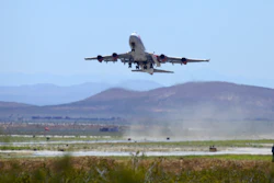 Virgin Orbit's 'Cosmic Girl' Boeing 747-400 takes off from Mojave Air and Space Port north of Los Angeles, May 25, 2020.