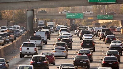 Traffic on the Hollywood Freeway in Los Angeles, Dec. 12, 2018.