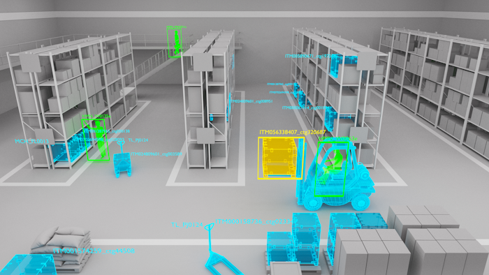 Machine vision used in a warehouse to track personnel, and equipment while tracking inventory storage locations.
