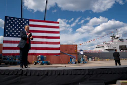 President Donald Trump arrives to speak at Fincantieri Marinette Marine, Thursday, June 25, 2020.