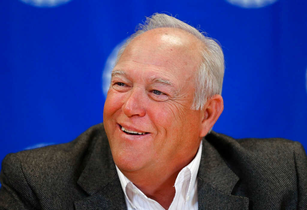 In a Thursday, Feb. 16, 2017 file photo, United Auto Workers president Dennis Williams speaks during a roundtable with reporters in Detroit. The United Auto Workers says it has accepted an offer on a lakefront house in northern Michigan, three months after federal prosecutors warned that it could be confiscated as part of a corruption investigation. Cabin 4 at a union conference center on Black Lake was being built for former union President Dennis Williams, who retired in 2018.