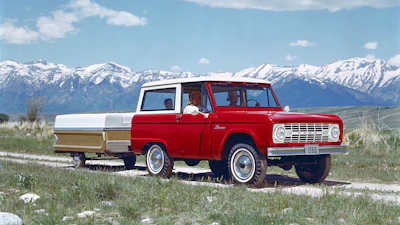This photo provided by Ford Motor Co. shows a 1966 Ford Bronco. Ford is reviving the Bronco SUV brand in an effort to cash in on the rugged U.S. off-road vehicle market now owned by Jeep. Ford believes the Bronco name will evoke good memories from its off-road heritage during a three-decade run that ended in 1996.