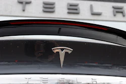 Tesla logo on a 2020 Model X.