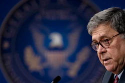 U.S. Attorney General William Barr speaks at the Gerald R. Ford Presidential Museum in Grand Rapids, Mich.