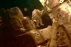 Astronauts Bob Behnken and Chris Cassidy on a spacewalk, July 21, 2020.