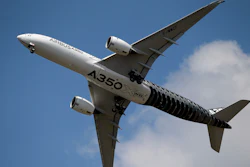 An Airbus A350 performs a demonstration flight at the Paris Air Show.