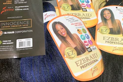 Samples of Pre-stretched Innocence EZBRAND Professional Antibacterial Braid hair extensions from I&I Hair Corporation, purchased in May, are seen in this photo in New York on Wednesday, July 1, 2020. Federal authorities in New York on Wednesday seized a shipment of weaves and other beauty accessories from I&I and other importers suspected to be made out of human hair taken from people locked inside a Chinese internment camp.