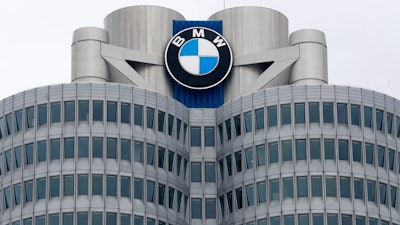 The logo of German car manufacturer BMW is pictured at the headquarters in Munich, Germany.