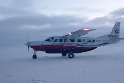 A Ravn Connect airplane lands at the airstrip in Toksook Bay, Alaska, Jan 22, 2020.