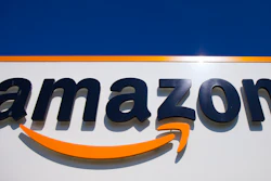 The Amazon logo is seen in Douai, northern France.