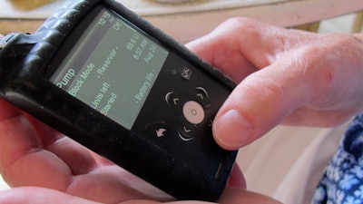 Jean Grady wears an insulin pump to help manage her diabetes at her home in Westford, Vt., Aug. 24, 2020.