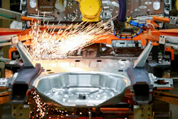 Machines work on a vehicle assembly line at Ford's Chicago Assembly Plant, June 24, 2019.
