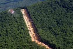 The Mountain Valley Pipeline route on Brush Mountain in Virginia.