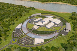 An artist’s rendering of NuScale Power’s small modular nuclear reactor plant.