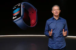 In this still image provided by Apple from the keynote video of a special event at Apple Park in Cupertino, Calif., Apple's Chief Operating Officer Jeff Williams unveils Apple Watch Series 6 on Tuesday, Sept. 15, 2020. Apple is introducing the cheaper version of its smart watch in its latest attempt to broaden the appeal of its trend-setting products while more consumers are forced to scrimp during ongoing fallout from the pandemic.