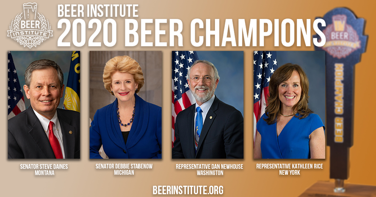 Beer Institute Names 4 Senators, Representatives as 2020 Beer Champions