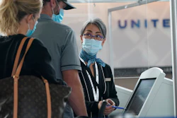 United Airlines kiosk, Denver International Airport, Oct. 1, 2020.