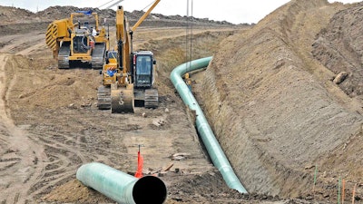 Heavy equipment is seen at a site where sections of the Dakota Access pipeline were being buried.