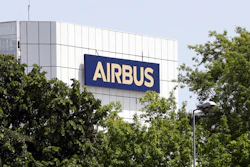 The logo of Airbus group is displayed in Toulouse, south of France.