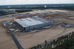 A drone shot of the Tesla Giga Factory under construction in Berlin Grünheide, taken in August of 2020.
