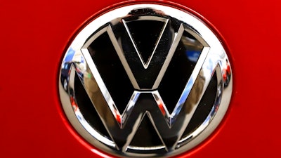 This Feb. 14, 2019, file photo, shows the Volkswagen logo on an automobile at the 2019 Pittsburgh International Auto Show in Pittsburgh. Volkswagen is recalling more than 218,000 Jetta sedans in the U.S. to fix a fuel leak problem that can cause fires. The recall covers certain cars from the 2016 through 2018 model years.