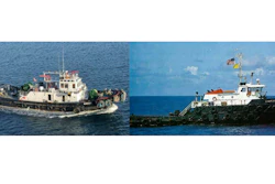 Mangilao (on left) and Chamorro (on right) under way prior to the accident voyage.