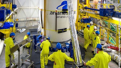 Installation of Vega’s 'upper composite' atop the launch vehicle.