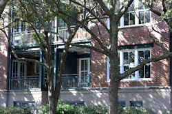 This photo shows the outside of a Charleston, S.C., condominium belonging to Eugene Zurlo on Monday, Oct. 19, 2020.