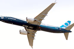 A Boing 737 MAX 9 airplane performs a demonstration flight at the Paris Air Show.