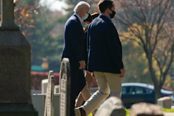 President-elect Joe Biden arrives for mass at St. Joseph on the Brandywine Catholic Church, Wilmington, Del., Nov. 8, 2020.