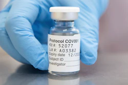 This undated file photo issued by the University of Oxford on Monday, Nov. 23, 2020, shows of vial of coronavirus vaccine developed by AstraZeneca and Oxford University, in Oxford, England. New results released Tuesday, Dec. 8, 2020, on the possible COVID-19 vaccine suggest it is safe and about 70% effective.