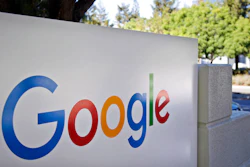 Sign outside Google headquarters in Mountain View, Calif., Oct. 20, 2015.