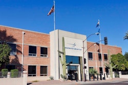 The main entrance of the Lockheed Martin plant in Goodyear, Ariz.